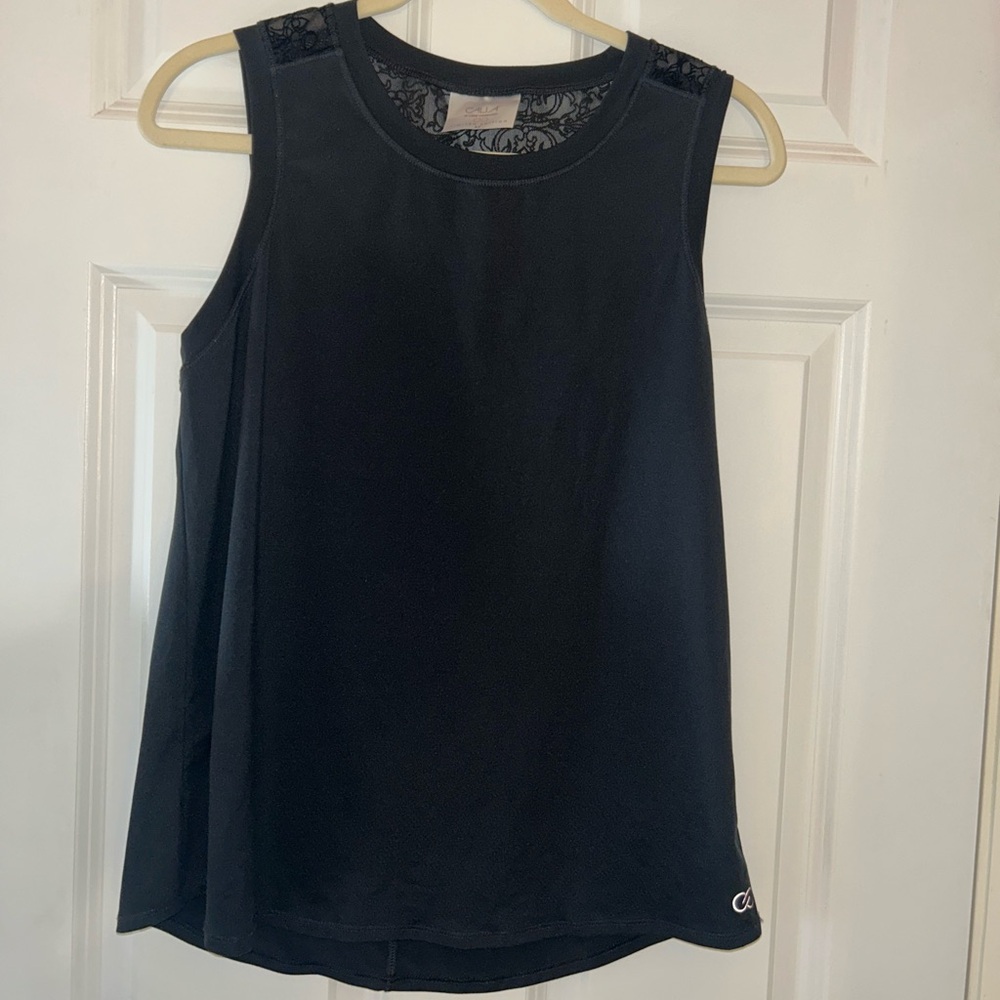 Black Calia Tank Top with Lace Details